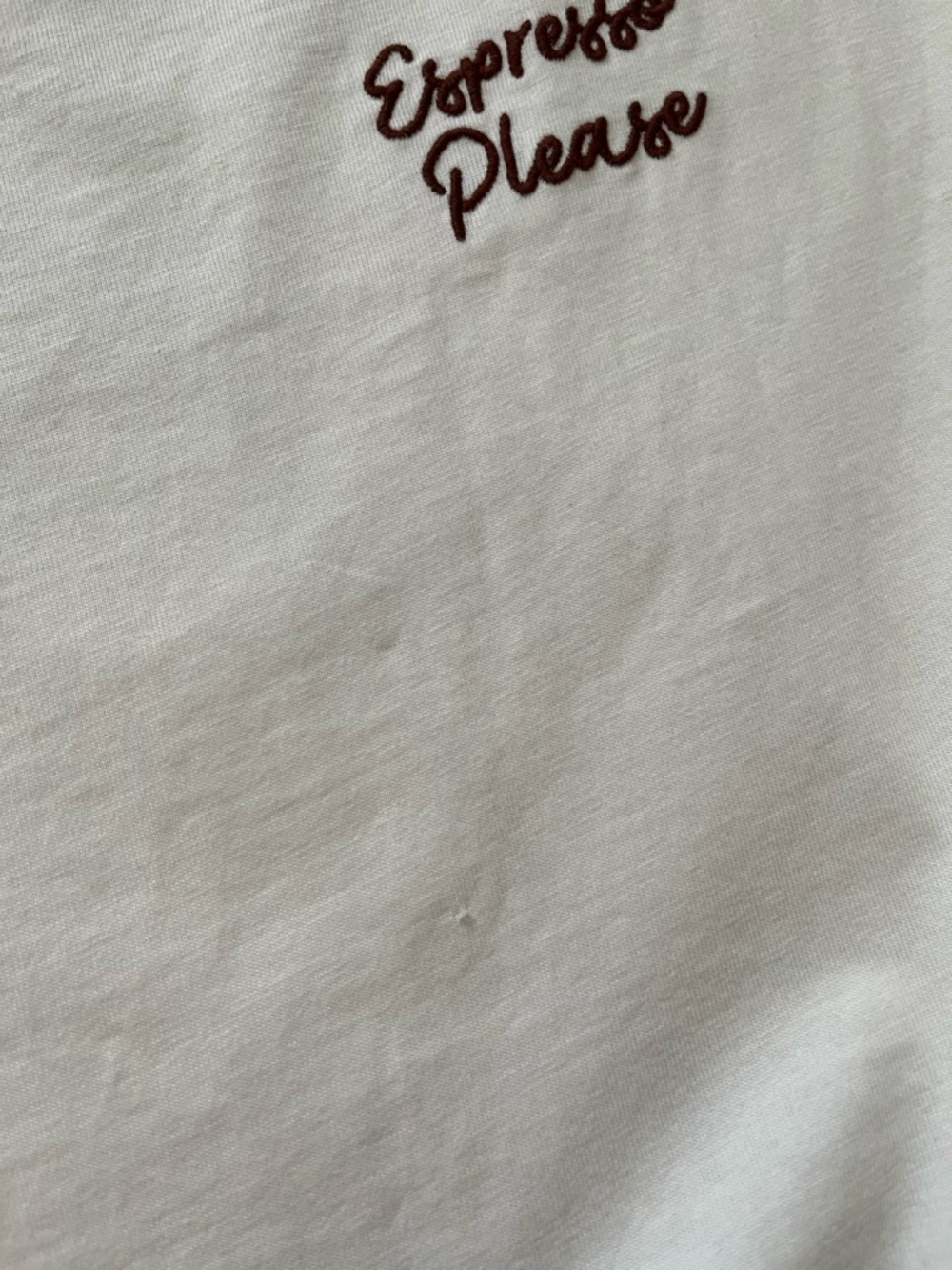 Abercrombie & Fitch Cream Espresso Please Graphic Tee Shirt Oversized Essential - Picture 3 of 5